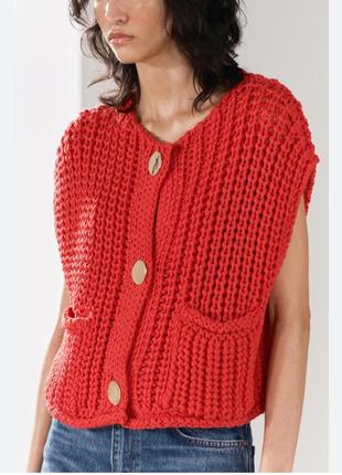 Жилет крупной вязки зара zara