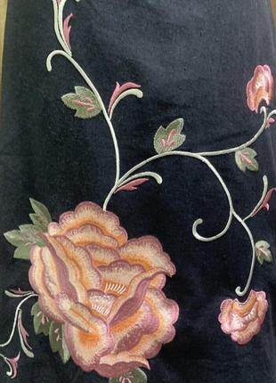 Черная льняная юбка вышиванка atmosphere с вышивкой, размер 14 l xl4 фото