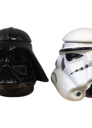 Подарунковий набір кухоль чашка бокал 3d кришкою star wars дарт вейдер і штурмовик 3d