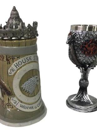 Подарочный набор кружка game of thrones house stark игра престолов дом старков и бокал fire and blood