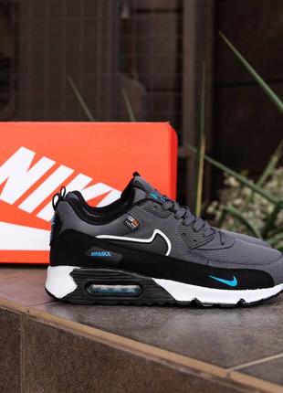 Мужские кроссовки nike air max 90 grey blue5 фото