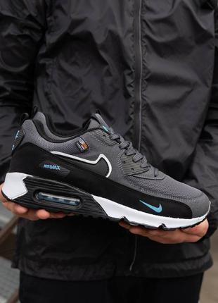 Чоловічі кросівки nike air max 90 grey blue4 фото