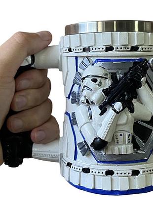 Кухоль чашка келих 3d неіржавка сталь star wars штурмовик 550 мл7 фото
