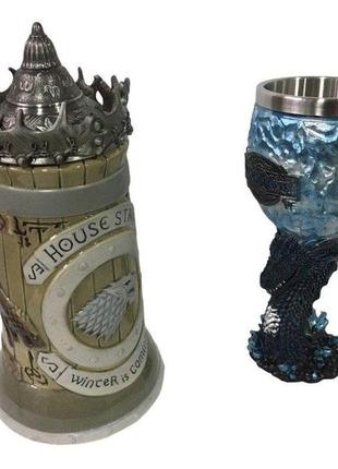 Подарочный набор кружка game of thrones house stark игра престолов дом старков и бокал