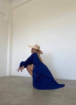 Жіноча якісна літня лляна сукня міді на гудзиках льон4 фото