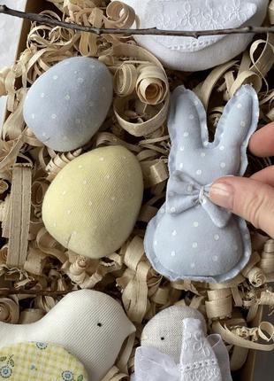 Подарочный пасхальный набор яйцо заяц птичка весенний декор дома великдень корзина вінок композиция5 фото