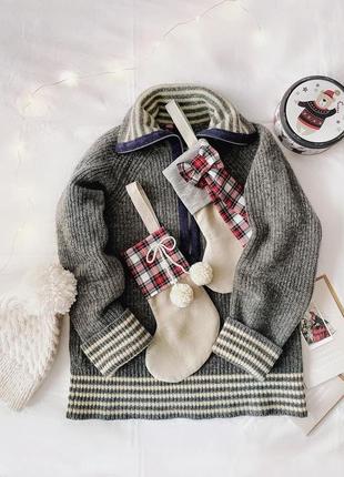 Новорічний носок чобіток для подарунків декор різдво новогодний сапог носок украшение