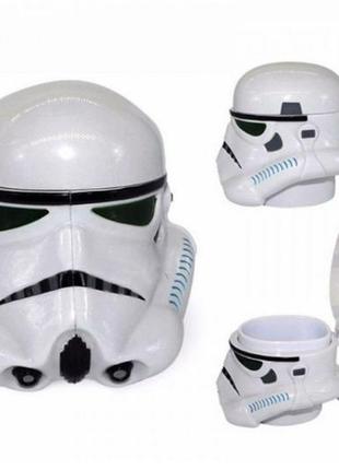 Чашка кухоль келих пластиковий star wars 3d plastic штурмовик (біла)