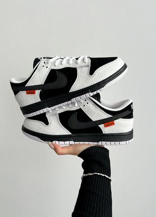 Кроссовки nike sb x tightbooth dunk low pro black white4 фото