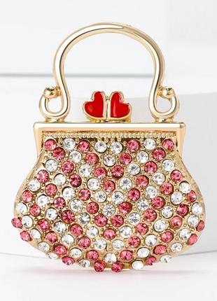 Модна брошь стрази сумка