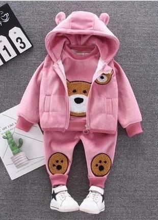 💦шикарный велюровый костюм-тройка с мишкой