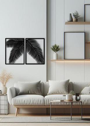 Настінний декор для дому, картина лофт "пальмове листя модульна картина", декоративне панно 25x38 см5 фото
