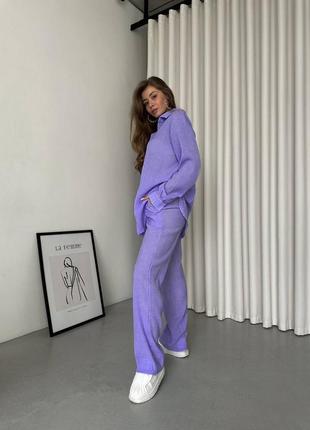 Костюм женский (брюки+рубашка) 42-48 фиолетовый