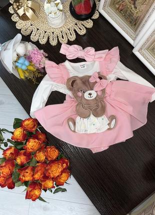 Розовое платье для младенцев, платье для девочки, праздничное для новорожденных2 фото