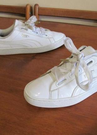 Кроссовки пума баскет Puma basket белые8 фото