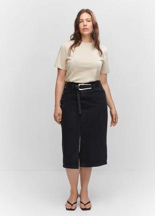 Джинсова спідниця міді mango xl