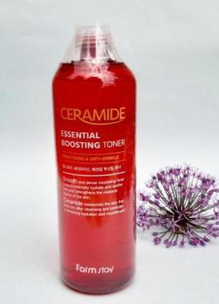 Тонер с керамидами farmstay ceramide essential boosting toner 500 мл .