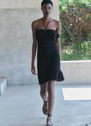 Коротка чорна сукня з вузлом zara new1 фото
