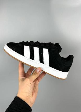 Кроссовки adidas campus black white gum черные женские / мужские2 фото