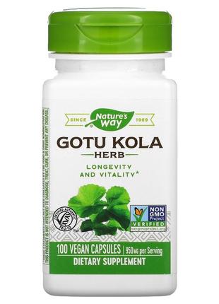 Готу кола, 475 мг, 180 капсул nature's way, gotu kola