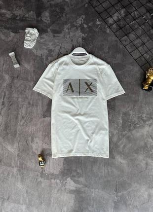 Летняя белая мужская футболка armani exchange