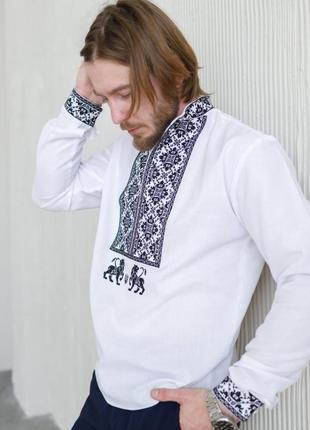 Вышиванка мужская с трезубом и львами