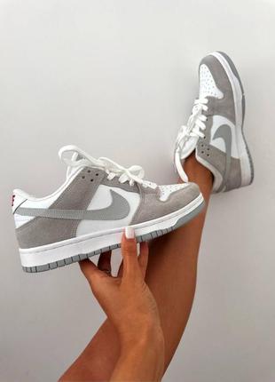 Кросівки nike sb dunk « grey suede / red logo » premium