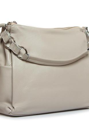 Сумка-шопер шкіряна колір світло-бежева alex rai сумка на кожен день жіноча якісна сумка2 фото