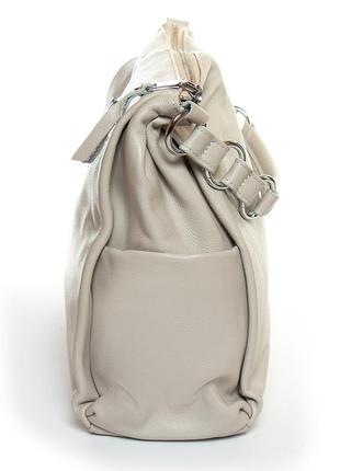 Сумка-шопер шкіряна колір світло-бежева alex rai сумка на кожен день жіноча якісна сумка4 фото