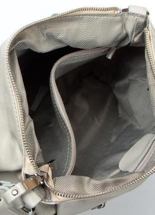Сумка-шопер шкіряна колір світло-бежева alex rai сумка на кожен день жіноча якісна сумка5 фото