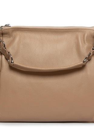 Сумка-шопер шкіряна колір світло-бежева alex rai сумка на кожен день жіноча якісна сумка9 фото