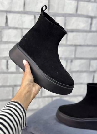 36-41 рр. ботинки на платформе натуральная кожа/замша деми/зима черные, бежевые, олива, пудра