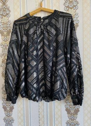 Стильная нарядная блуза, черная с переливами блузка