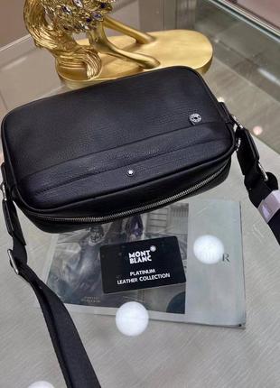 Мужская сумка montblanc черная кросс боди