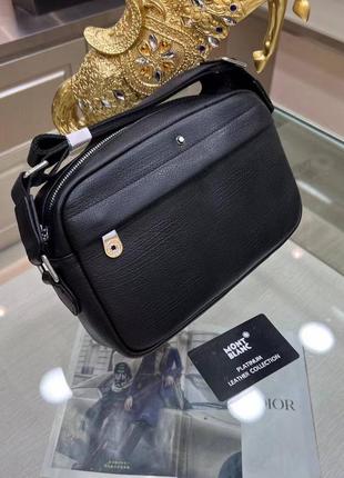 Мужская сумка montblanc черная кросс боди