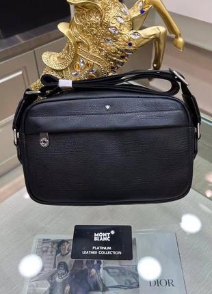 Мужская сумка montblanc черная кросс боди
