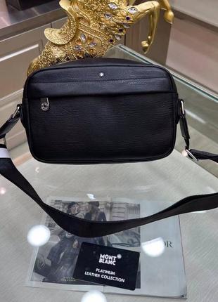 Мужская сумка montblanc черная кросс боди