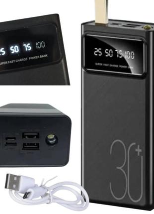 Повербанк power bank потужний з ємністю 30000 mah з ліхтариком