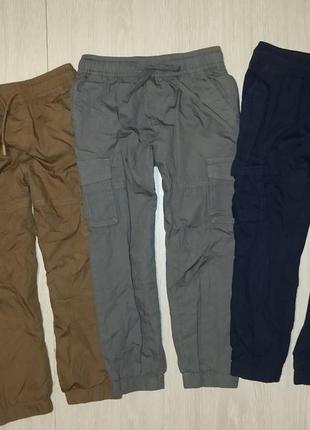 Хлопковые, утепленные брюки, джоггеры, карго на резинке matalan на 4-5 лет