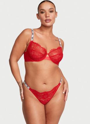 Зі стразами the fabulous by victoria's secret full-cup shine strap lace bra & panty червоний