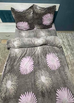 Плюшевое постельное белье евро