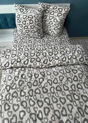 Плюшевое постельное белье евро