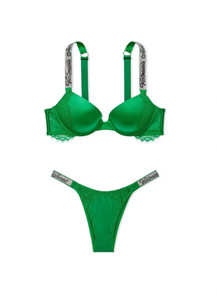 Комплект белья со стразами vistoria's sесrет shine strap push-up bra & panty зеленый