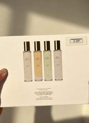 Набір парфумів zara chapter 9 travel set 4 шт по 30 мл нові запаковані.secret infusion, pistachio infusion,juicy infusion, ruby infusion