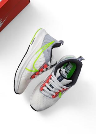 Кроссовки nike zoom белые/серые/салатовые кеды женские найм текстильные сетка легкое отличное качество весенние летние демисезонные демисезонные7 фото