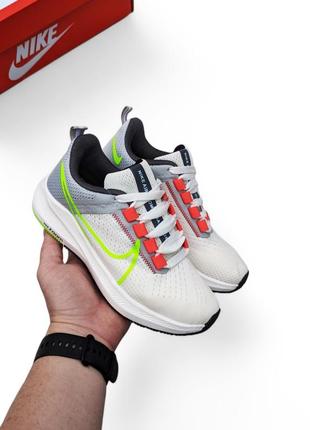 Кроссовки nike zoom белые/серые/салатовые кеды женские найм текстильные сетка легкое отличное качество весенние летние демисезонные демисезонные6 фото