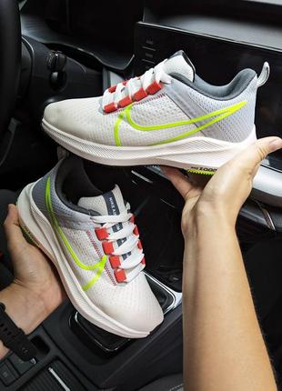 Кроссовки nike zoom белые/серые/салатовые кеды женские найм текстильные сетка легкое отличное качество весенние летние демисезонные демисезонные1 фото