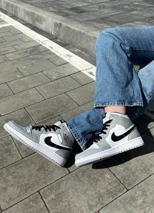 Nike jordan 1 mid light smoke grey8 фото