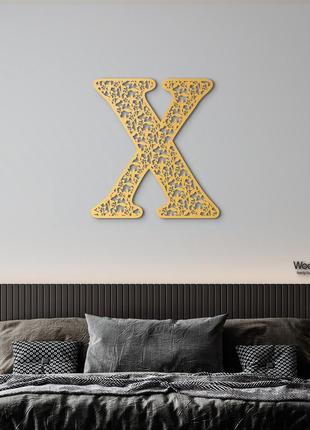 Панно буква x 15x15 см - картины и лофт декор из дерева на стену.