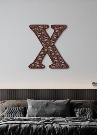 Панно буква x 15x15 см - картины и лофт декор из дерева на стену.